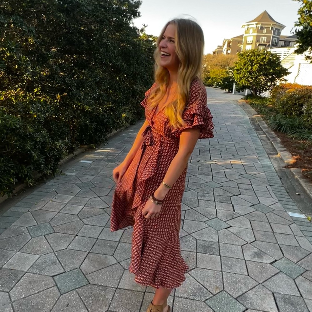 Elegant Red Wrap Dress